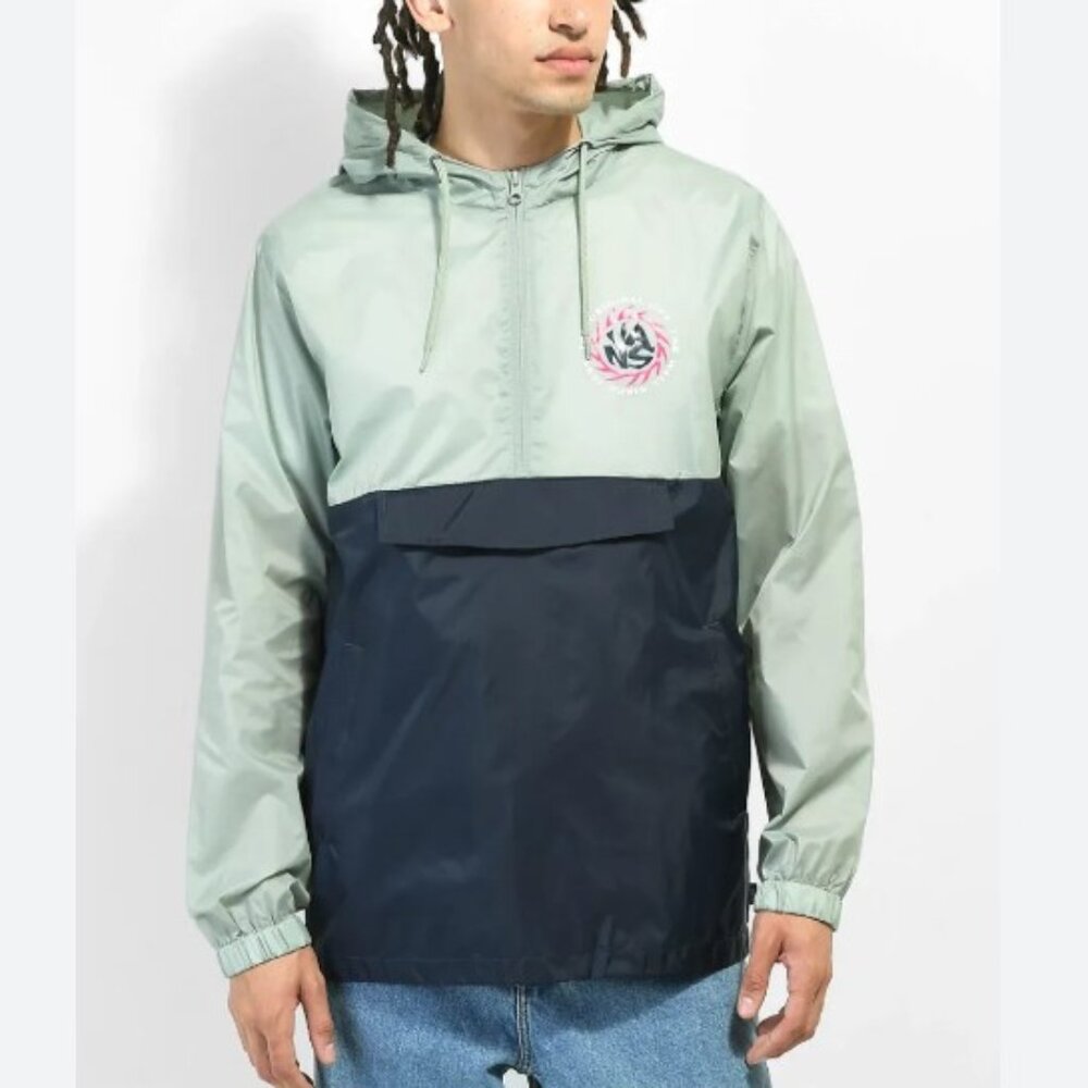 Mens Vans Summer Camp Windbreaker NEW NWT Blue / Green - Size Small